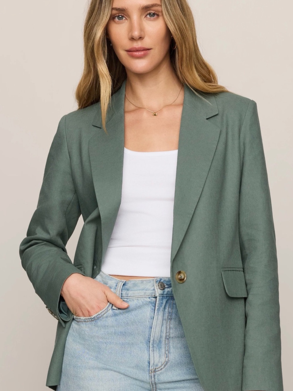 Z Supply Sage Green Single-Button Blazer